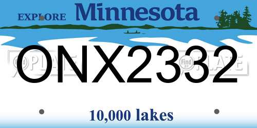 ONX2332 Minnesota License Plate