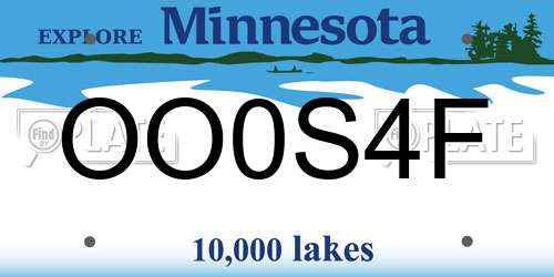 OO0S4F Minnesota License Plate