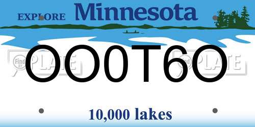 OO0T6O Minnesota License Plate