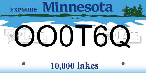 OO0T6Q Minnesota License Plate