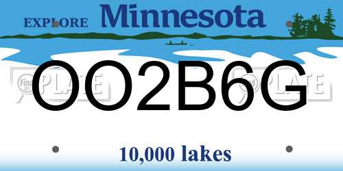 OO2B6G Minnesota License Plate