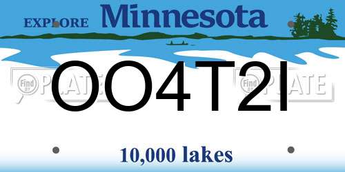 OO4T2I Minnesota License Plate