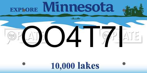 OO4T7I Minnesota License Plate