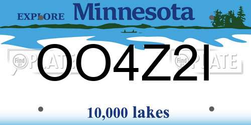 OO4Z2I Minnesota License Plate