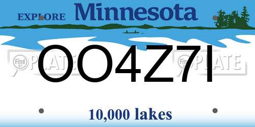 OO4Z7I Minnesota License Plate