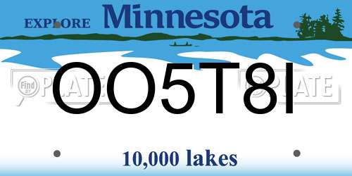 OO5T8I Minnesota License Plate