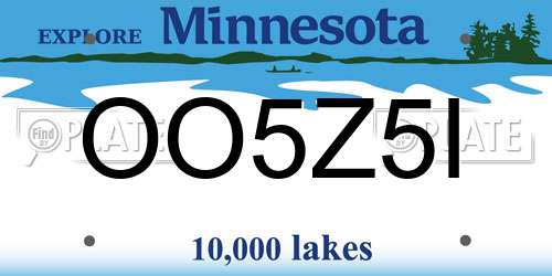 OO5Z5I Minnesota License Plate