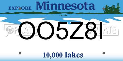 OO5Z8I Minnesota License Plate