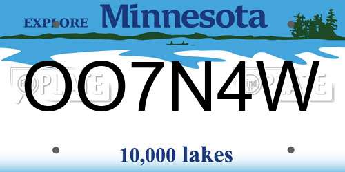 OO7N4W Minnesota License Plate