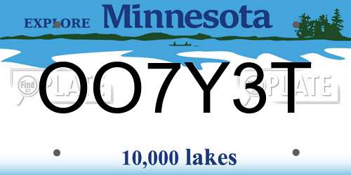 OO7Y3T Minnesota License Plate