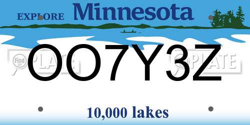 OO7Y3Z Minnesota License Plate