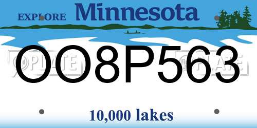 OO8P563 Minnesota License Plate