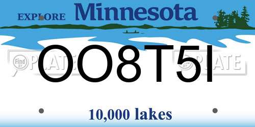 OO8T5I Minnesota License Plate