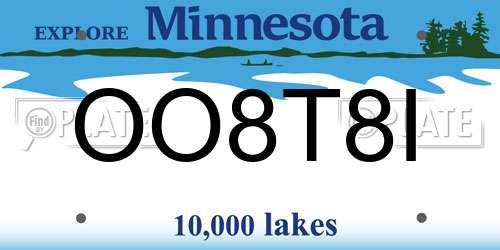 OO8T8I Minnesota License Plate