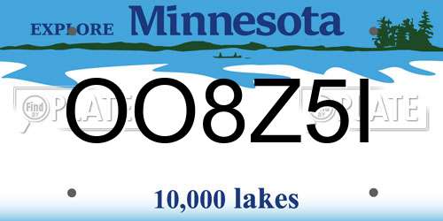 OO8Z5I Minnesota License Plate