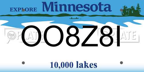 OO8Z8I Minnesota License Plate