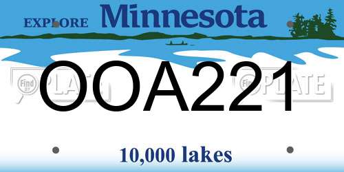OOA221 Minnesota License Plate