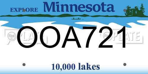 OOA721 Minnesota License Plate