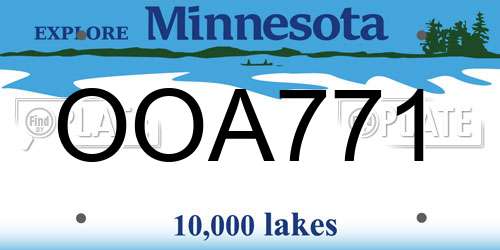 OOA771 Minnesota License Plate