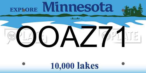 OOAZ71 Minnesota License Plate
