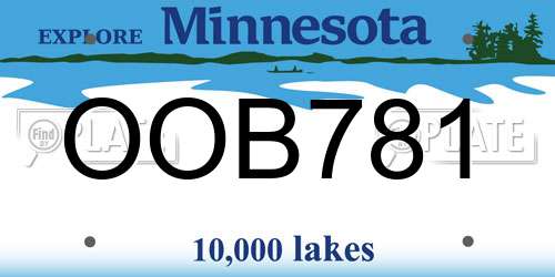 OOB781 Minnesota License Plate