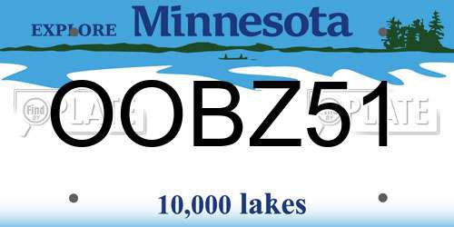 OOBZ51 Minnesota License Plate