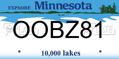 OOBZ81 Minnesota License Plate