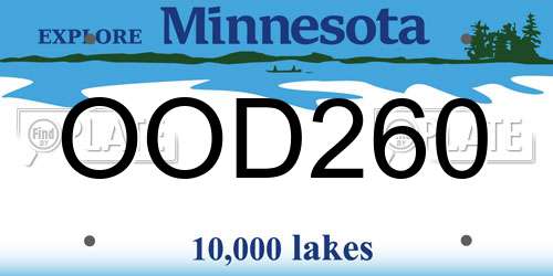 OOD260 Minnesota License Plate
