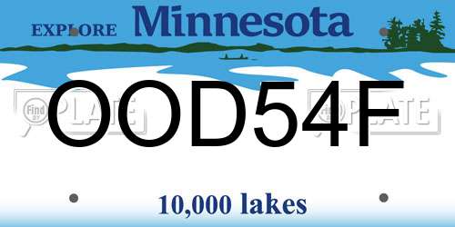 OOD54F Minnesota License Plate