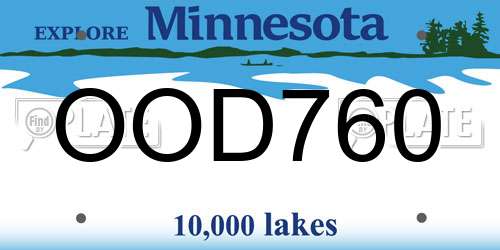 OOD760 Minnesota License Plate