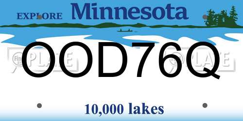 OOD76Q Minnesota License Plate