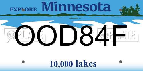 OOD84F Minnesota License Plate