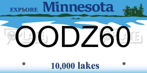 OODZ60 Minnesota License Plate
