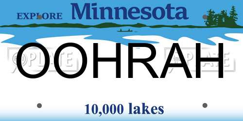OOHRAH Minnesota License Plate