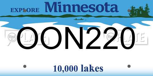 OON220 Minnesota License Plate