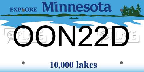 OON22D Minnesota License Plate