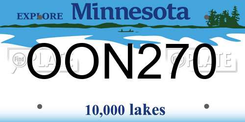 OON270 Minnesota License Plate