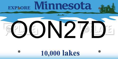 OON27D Minnesota License Plate