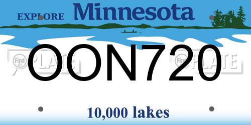 OON720 Minnesota License Plate