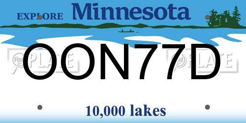 OON77D Minnesota License Plate