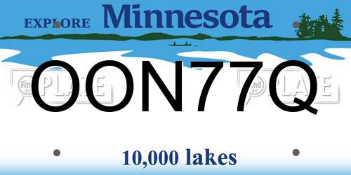 OON77Q Minnesota License Plate
