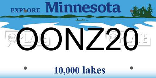OONZ20 Minnesota License Plate