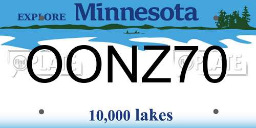 OONZ70 Minnesota License Plate