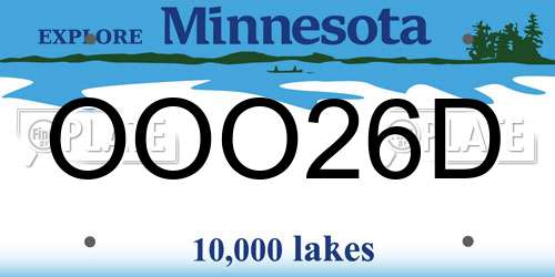 OOO26D Minnesota License Plate