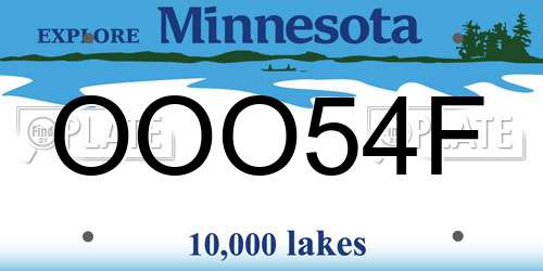 OOO54F Minnesota License Plate