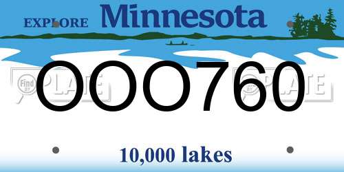 OOO760 Minnesota License Plate