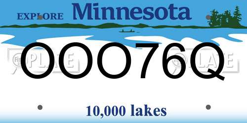 OOO76Q Minnesota License Plate