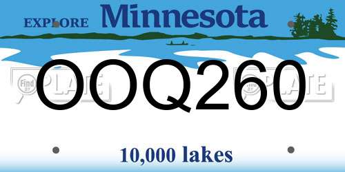 OOQ260 Minnesota License Plate