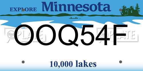 OOQ54F Minnesota License Plate