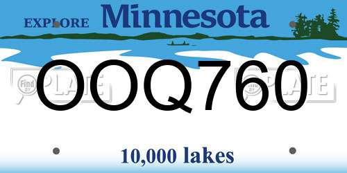 OOQ760 Minnesota License Plate